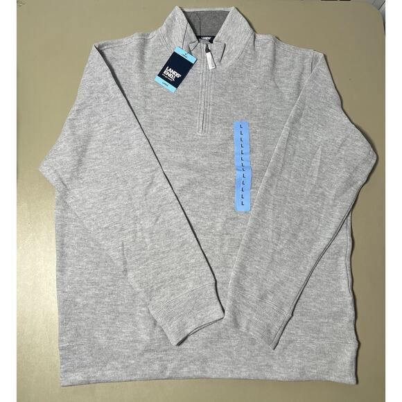 Lands End Bedford Rib Quarter Zip Men’s L (42-44) Grey Heather - Picture 1 of 8
